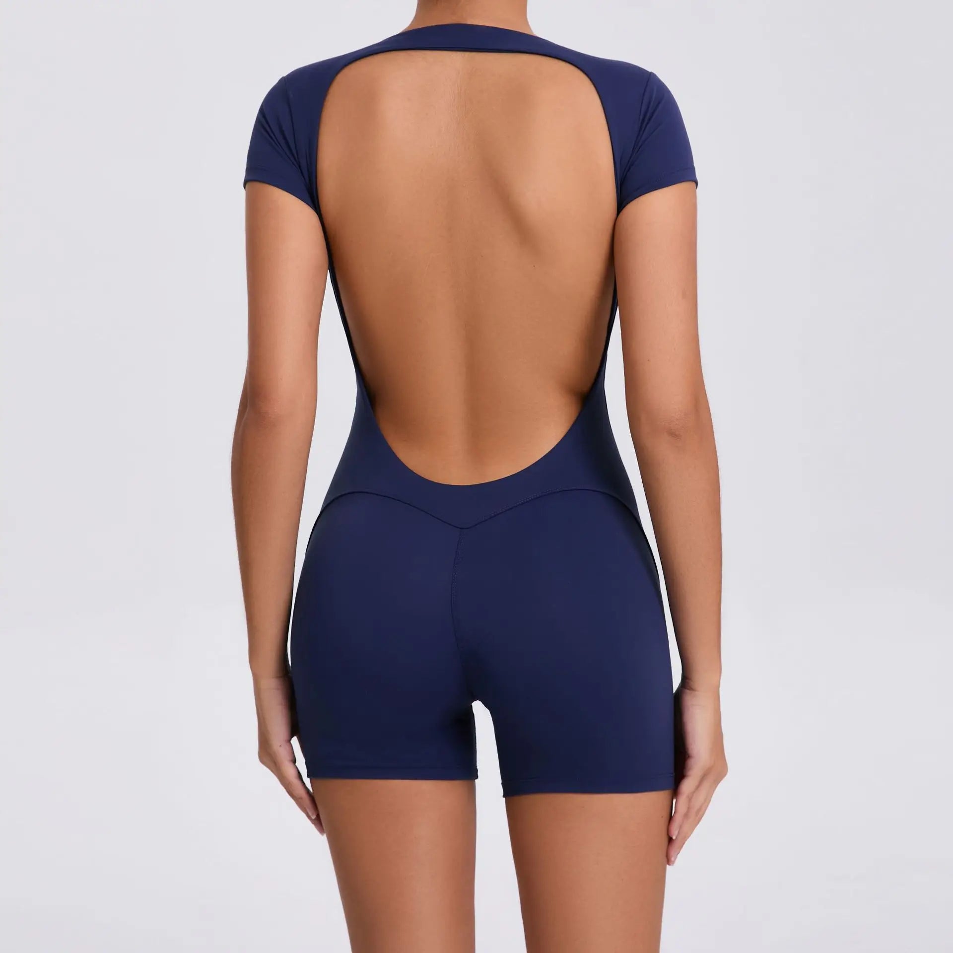 JUREN Jumpsuit Yoga Set Women Workout Set One Piece Sports Suit Short Sleeve Gym Clothes Push Up Fitness Set Bodysuit Sportswear