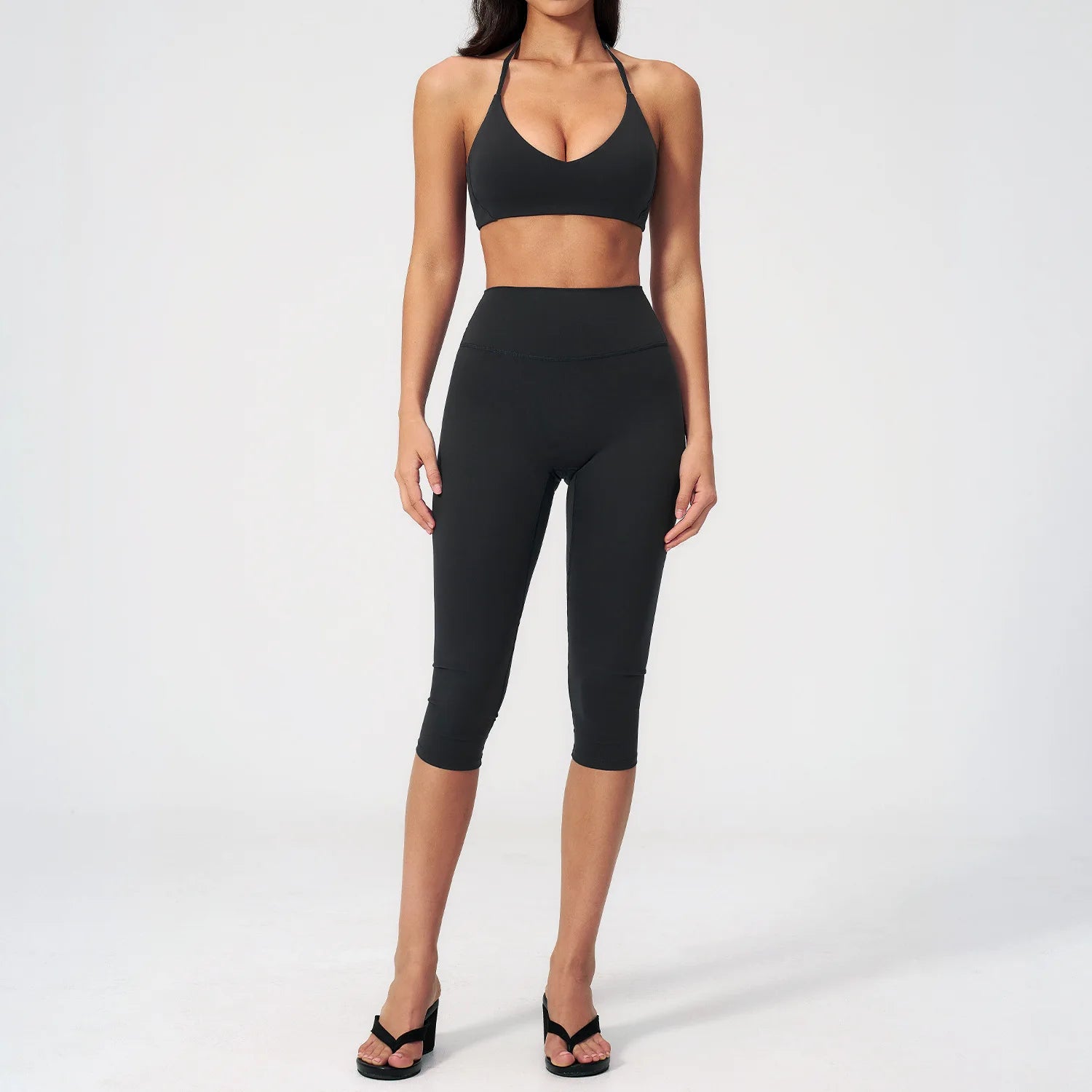 Yoga Set 2PCS Sports Set Short Sleeve Fitness Outfits Women Tracksuit Workout Clothes Running Capri Pants Gym Suit Athletic Wear