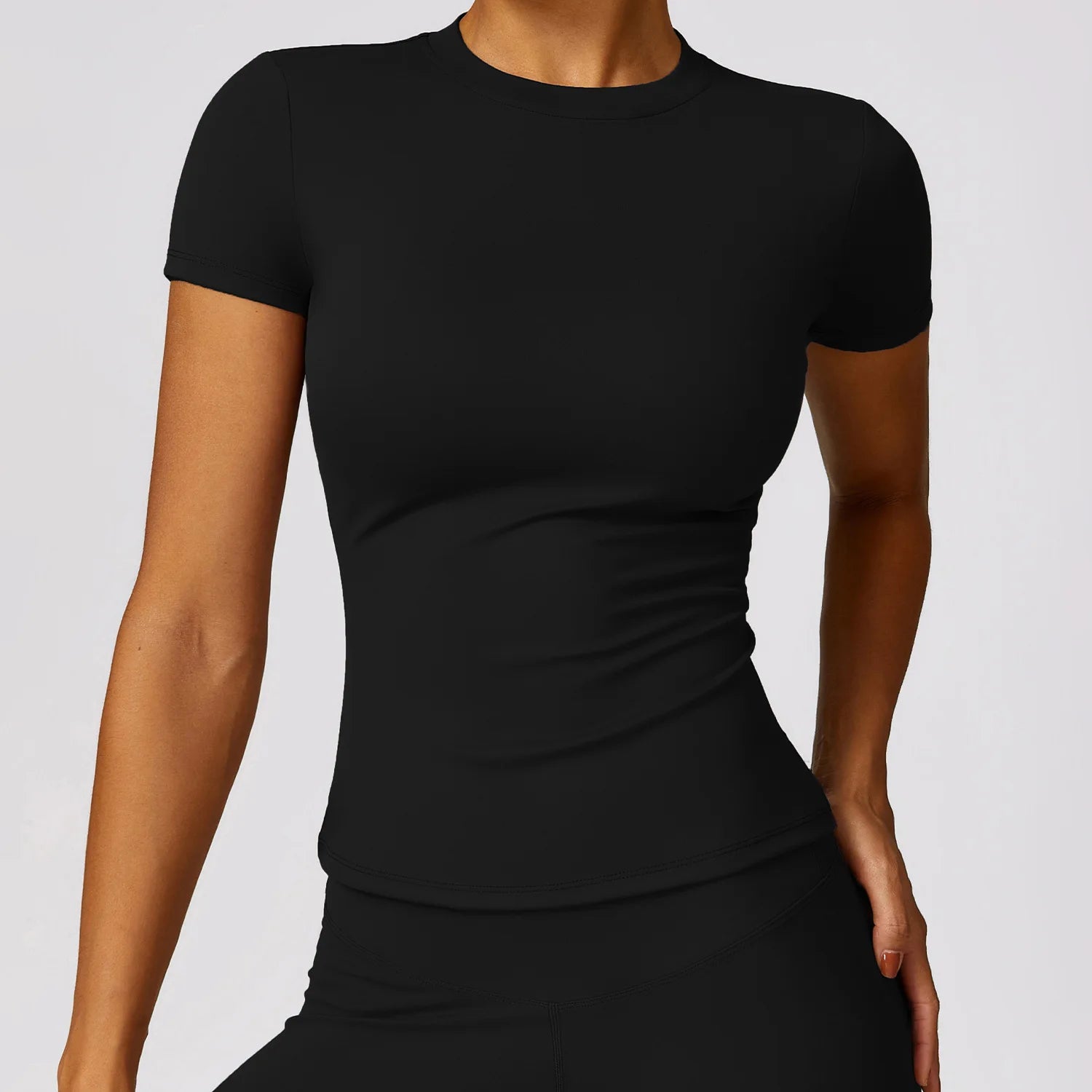 JUREN Yoga Shirts Women Top Quick Dry Running Tops Tights Push Up Workout Gym Clothe Female Short Sleeve Fitness Sports T-Shirts