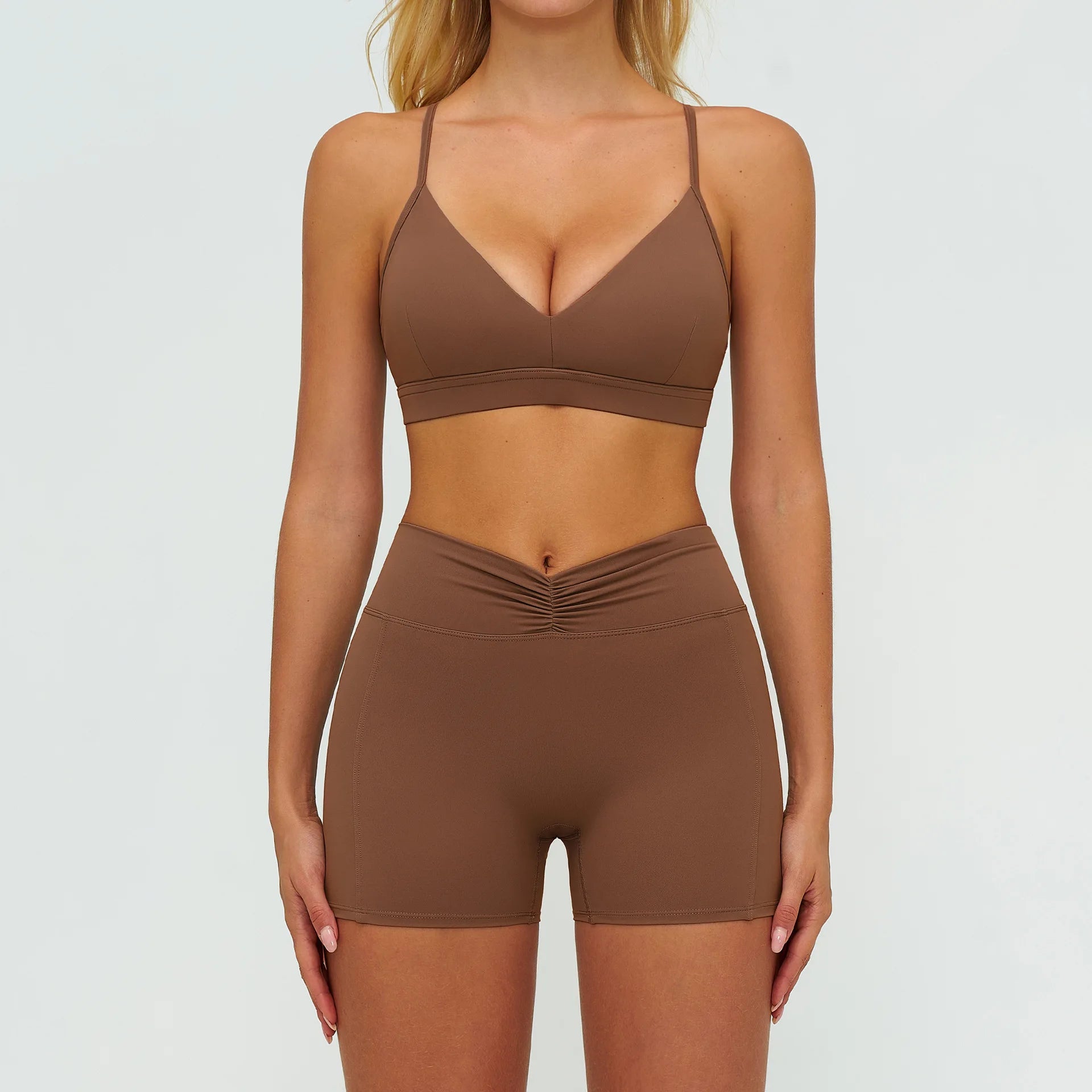 Yoga Set 2PCS Women Tracksuit Sportswear Workout Clothes Athletic Wear Gym Legging Fitness Bra Crop Top Long Sleeve Sports Suits
