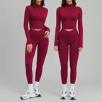 JUREN Sportswear 2PCS Sports Suit Long Sleeve Gym Set Women Tracksuit Quick-Dry Yoga Clothes Workout Leggings Suit Women Outfits