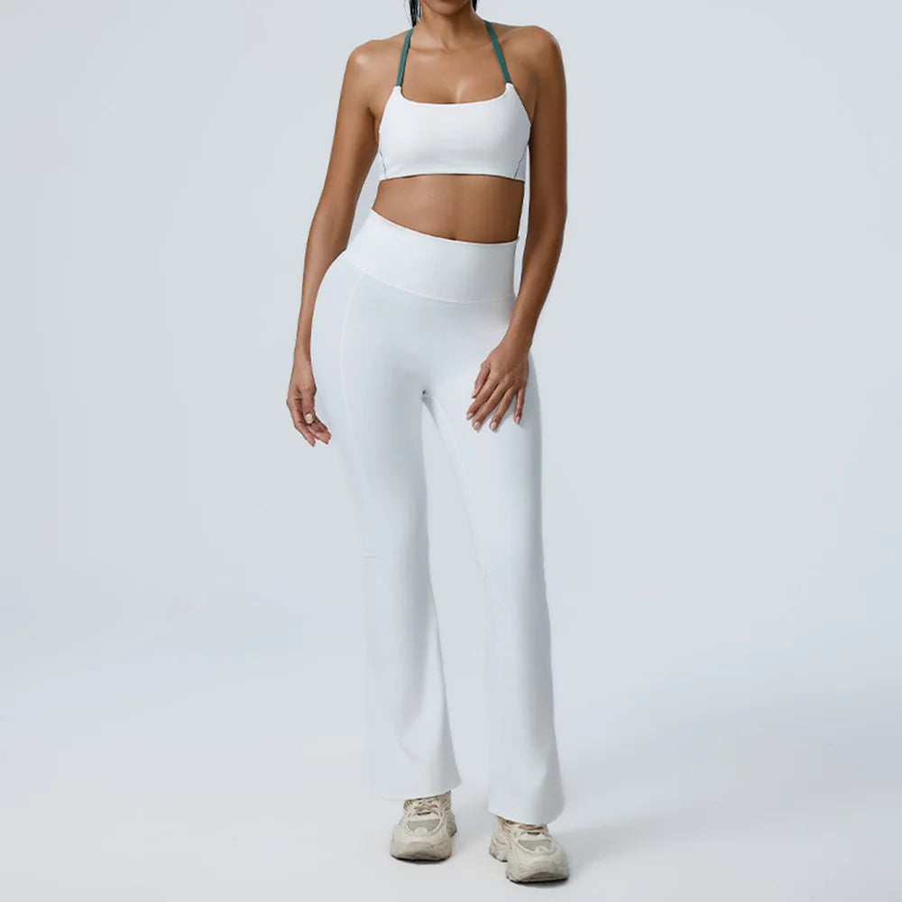JUREN Workout Clothes Women's Tracksuit 2PCS Yoga Set Sportswear Gym Clothing High Waist Leggings Sportswear Fitness Sports Bra