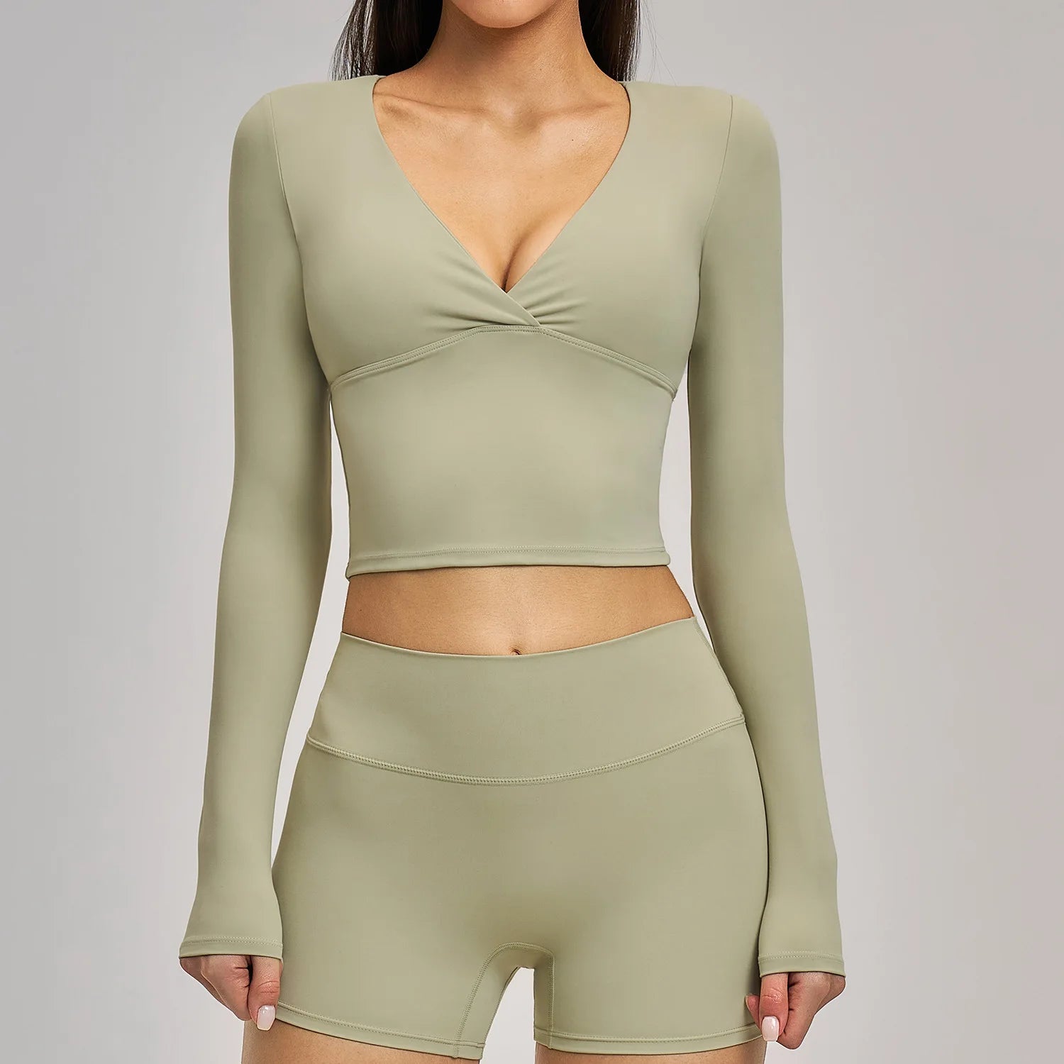 Sexy Yoga T-shirts Women Solid Sports Top Long Sleeve Gym Workout Running Shirts Exposed Navel Quick Dry Fitness Gym Sport Wear