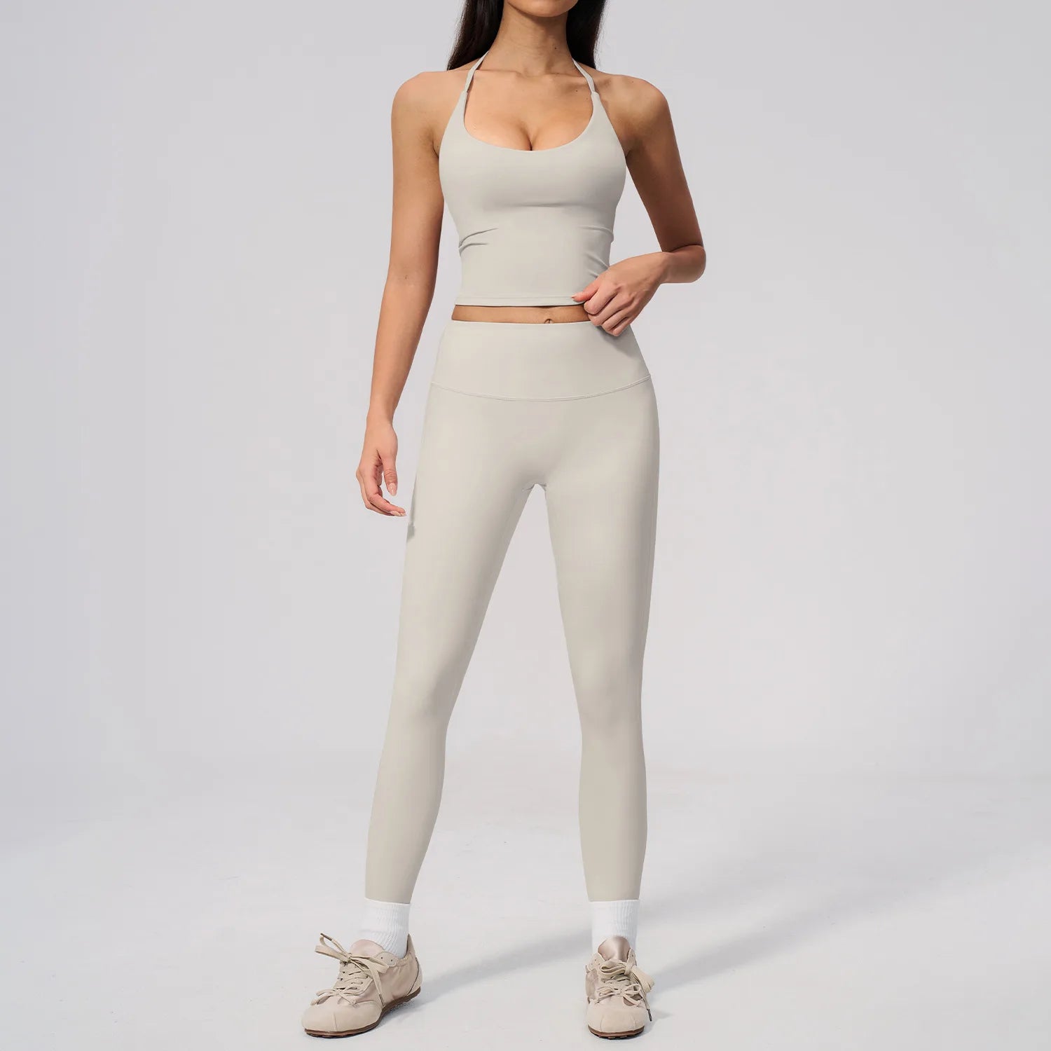2 Pieces Yoga Set Women Tracksuit Backless Tops High Waist Leggings Gym Suit Fitness Clothes Outfits Yoga Set Athletic Wear Set