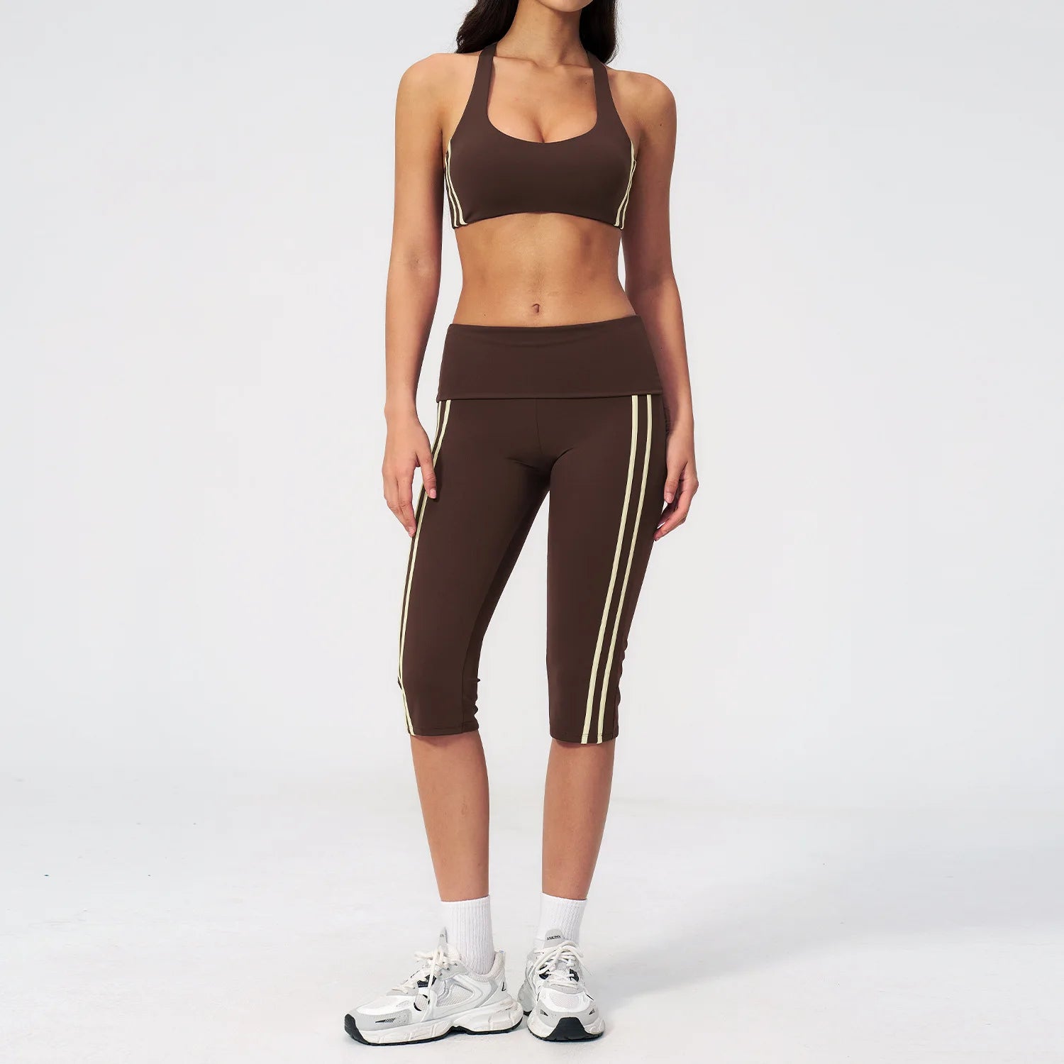 Yoga Set 2PCS Women's Tracksuit Workout Outfits Sportswear Gym Clothing High Waist Capri Pants Athletic Wear Fitness Sports Suit