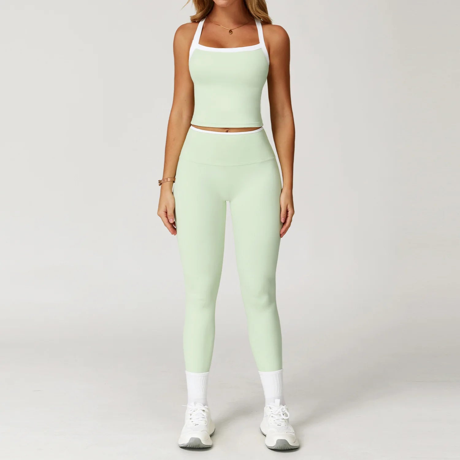 2 Pieces Yoga Set Women Workout Outfits Fitness Clothes Sportswear Gym Tracksuit High Waist Leggings Sports Bra Athletic Wear