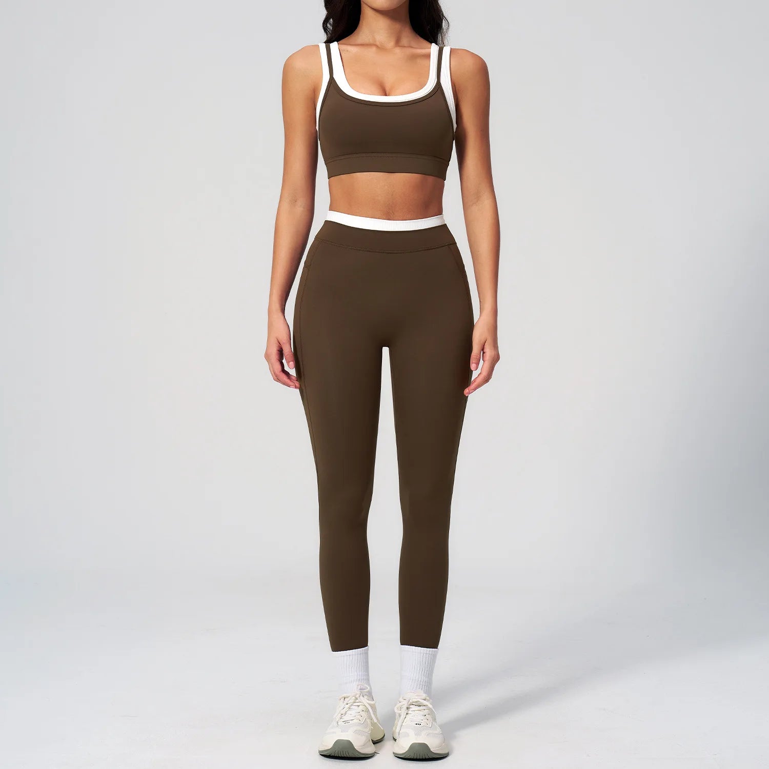 Women's Tracksuit 2PCS Yoga Set Athletic Wear Pilates Fitness Clothes Gym Outfits Workout Sets Push Up Sports Bra Leggings Suit
