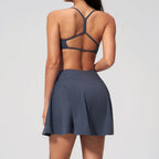 2 Pieces Yoga Suit for Women Fitness Suit Gym Clothes Halter Sports Bra Matching Yoga Short Skirt Workout Sets Gym Set Outfits