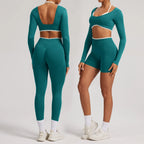 Seamless Yoga Set 2PCS Women Tracksuit Workout Outfits Sportswear Gym Clothes Fitness Leggings Sports Long Sleeves Athletic Wear