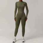 Winter Zipper Workout Jumpsuit Sports Overalls Women Gym Clothing Running Fitness Suit Gym Tracksuit Push Up Sportswear Yoga Set