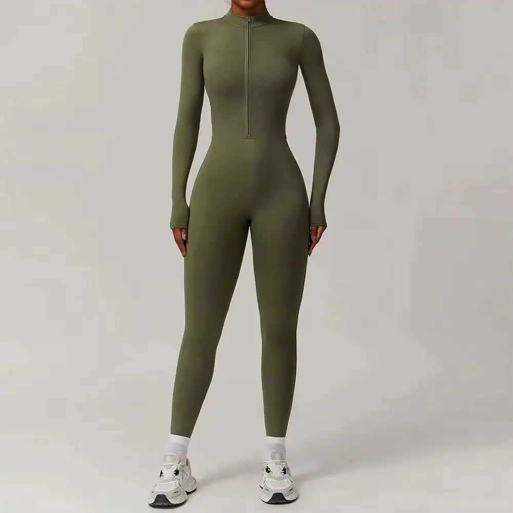 Winter Zipper Workout Jumpsuit Sports Overalls Women Gym Clothing Running Fitness Suit Gym Tracksuit Push Up Sportswear Yoga Set