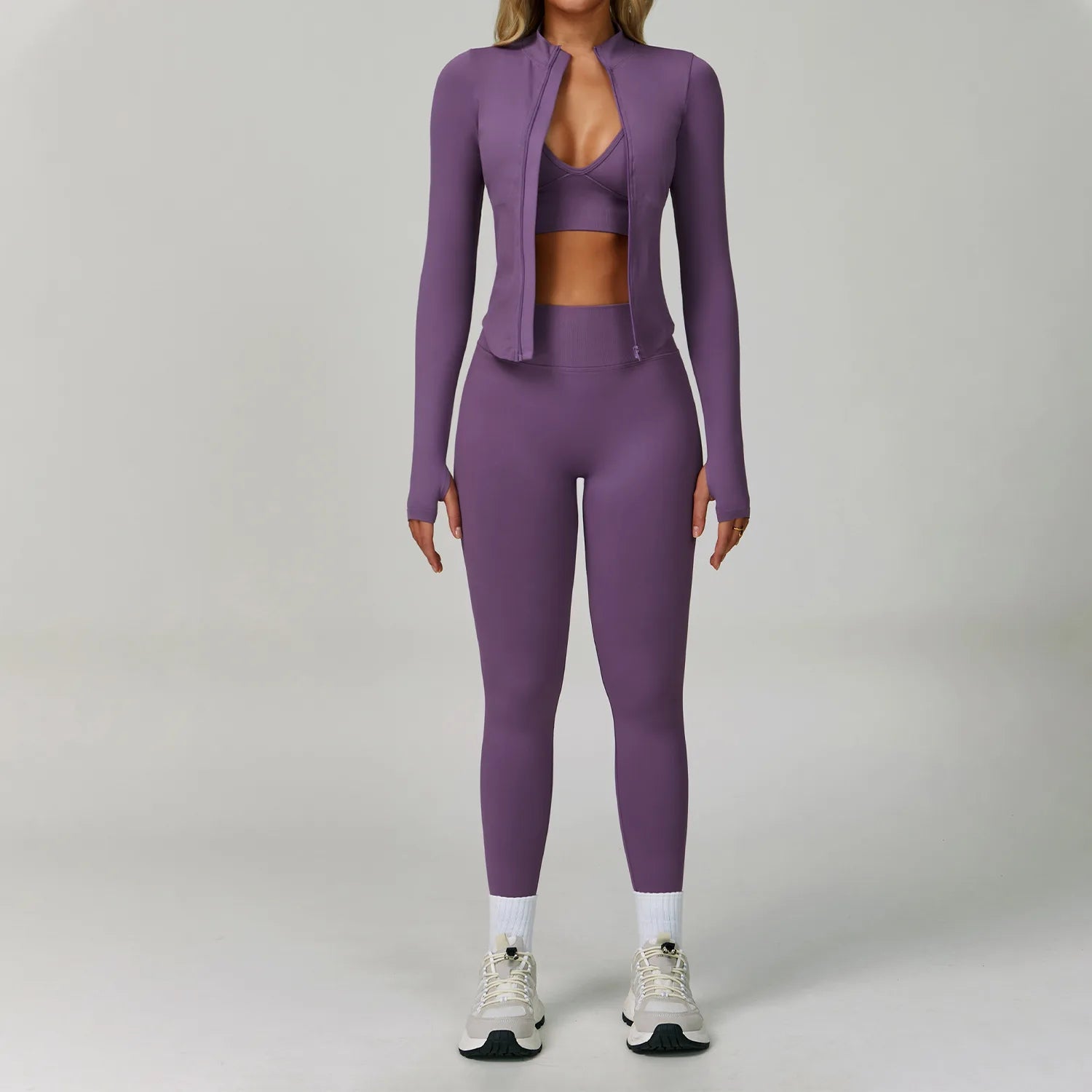 3PCS Yoga Set Seamless Sports Set Women Tracksuit Quick-Drying Gym Set Women Tracksuit Running Workout Long Sleeve Yoga Clothing