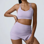 Yoga Sets 2 Pieces Workout Sets for Women Tracksuit Sportswear Gym Clothes High Waist Shorts Outfits Running Suits Fitness Bras