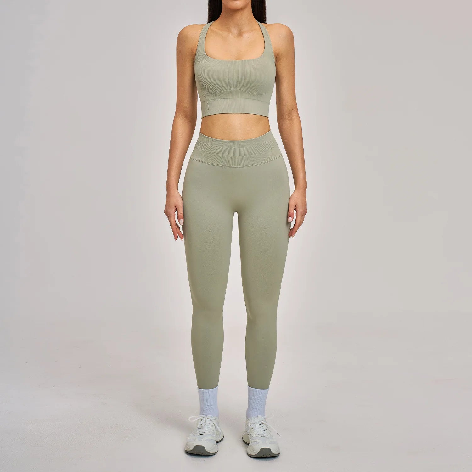 2pcs Yoga Set Women Seamless Sport Suit Gym Outfits Workout Clothes Gym Crop Top High Waist Legging Fitness Bra Set Sports Suits
