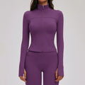 Sports Long Sleeved Women Yoga Clothes Quick Dry Zipper Long Sleeved Cardigan Stand Up Collar Jacket Running Fitness Jacket Top