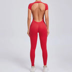 Yoga Suit Women's Jumpsuit One Piece Sports Suit Short Sleeve Gym Clothes Push Up Training Fitness Yoga Bodysuit Sportswear
