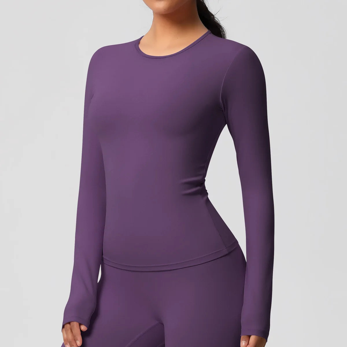 JUREN Yoga Shirts For Women Long Sleeve Fitness Running Push Up Gym Clothes Workout Dry Fit Breathable High Elastic Sports Top