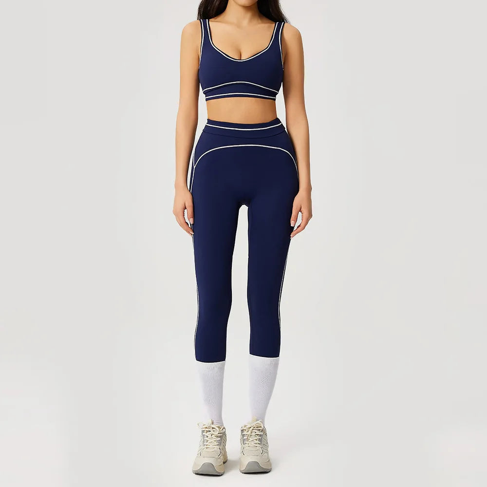 2PCS Women Tracksuit Yoga Set Sport Suit Gym Wear Workout Clothes Gym Crop Top High Waist Legging Fitness Bra Set Sports Suits