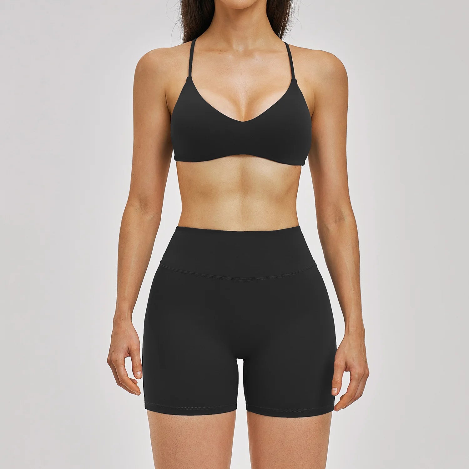 2PCS Sport Set Women Gym Outfits Push Up Yoga Set Gym Sportswear Fitness Bra Workout High Waist Legging Sports Shorts Tight Suit
