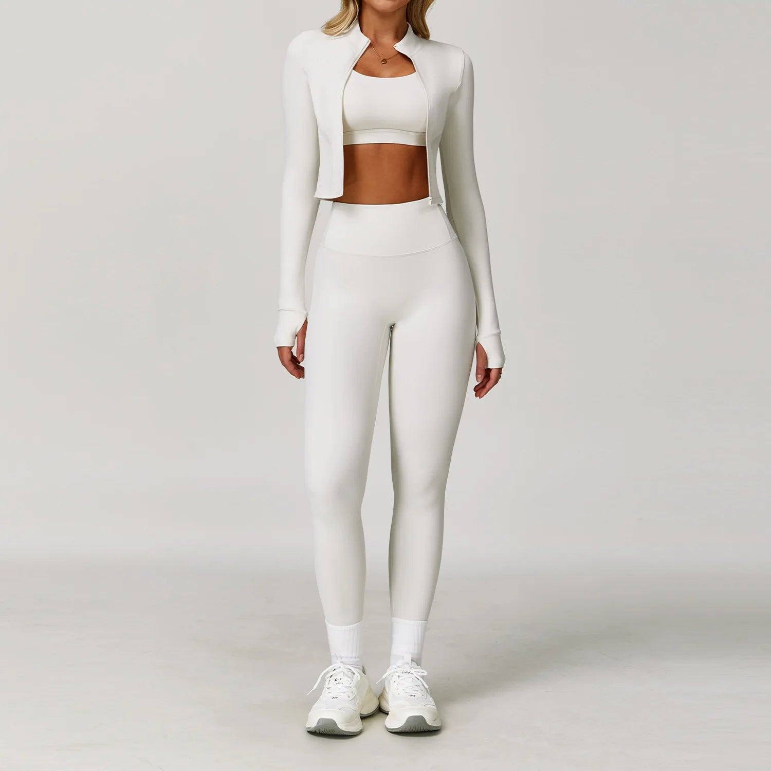 3PCS Yoga Set Gym Clothes Sportswear Yoga Suits For Women Tracksuits Long Sleeve Crop Top Fitness Set Sports Bra Gym Leggings