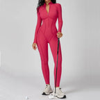 Women Sport Bodysuit Fitness Yoga Zipper Jumpsuit High Elasticity Outdoors Gym Tracksuits Workout Sports Sexy Jumpsuit Sportwear
