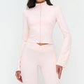 Sports Long Sleeved Women Slim Yoga Clothes Quick Dry Zipper Cardigan Stand Up Collar Jacket Outdoor Running Fitness Jacket Top