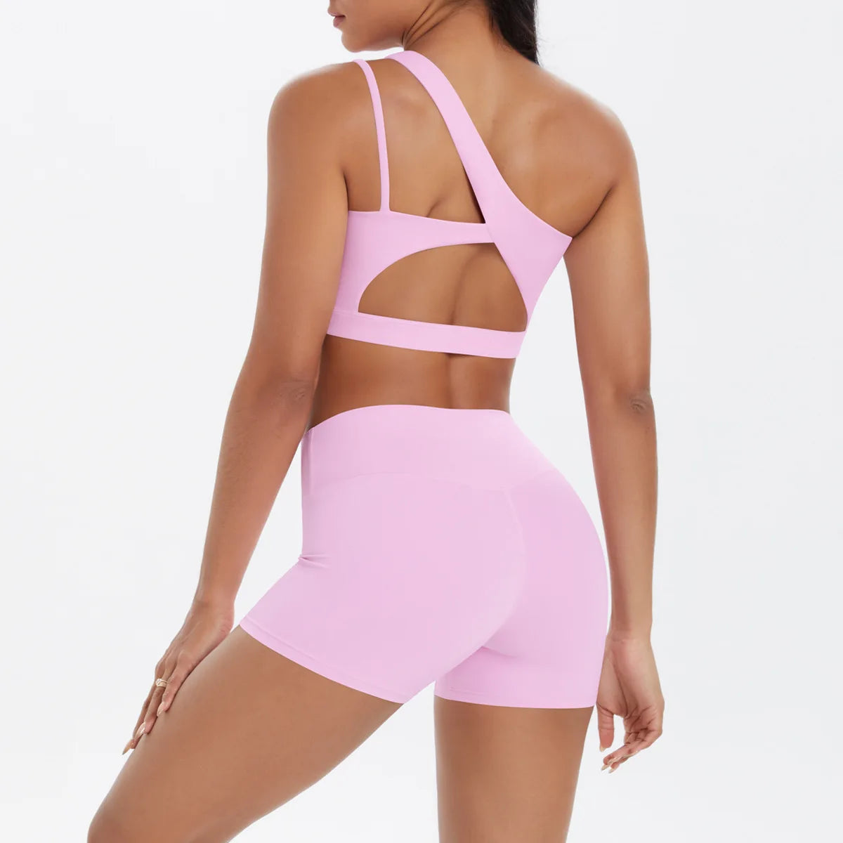 JUREN Yoga Clothes Set 2 Piece Gym Sports Shorts Set Women Tracksuit High Waist Shorts Fitness Suit Running Bra Workout Outfits