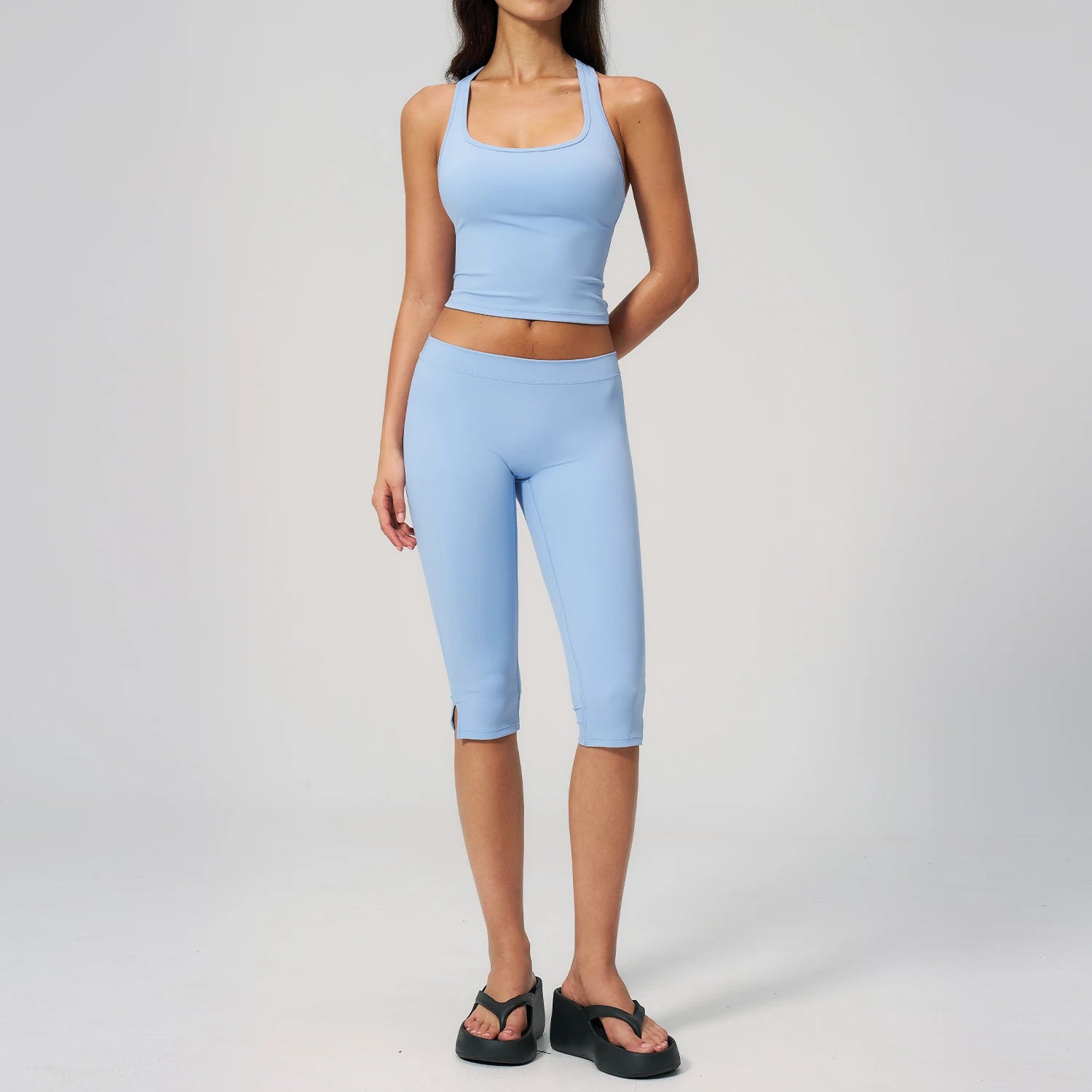 2 Pieces Yoga Set Women's Tracksuit Athletic Wear Fitness Suit Gym Outfits Workout Clothes Push Up Sports Bra Capri Pants Suit
