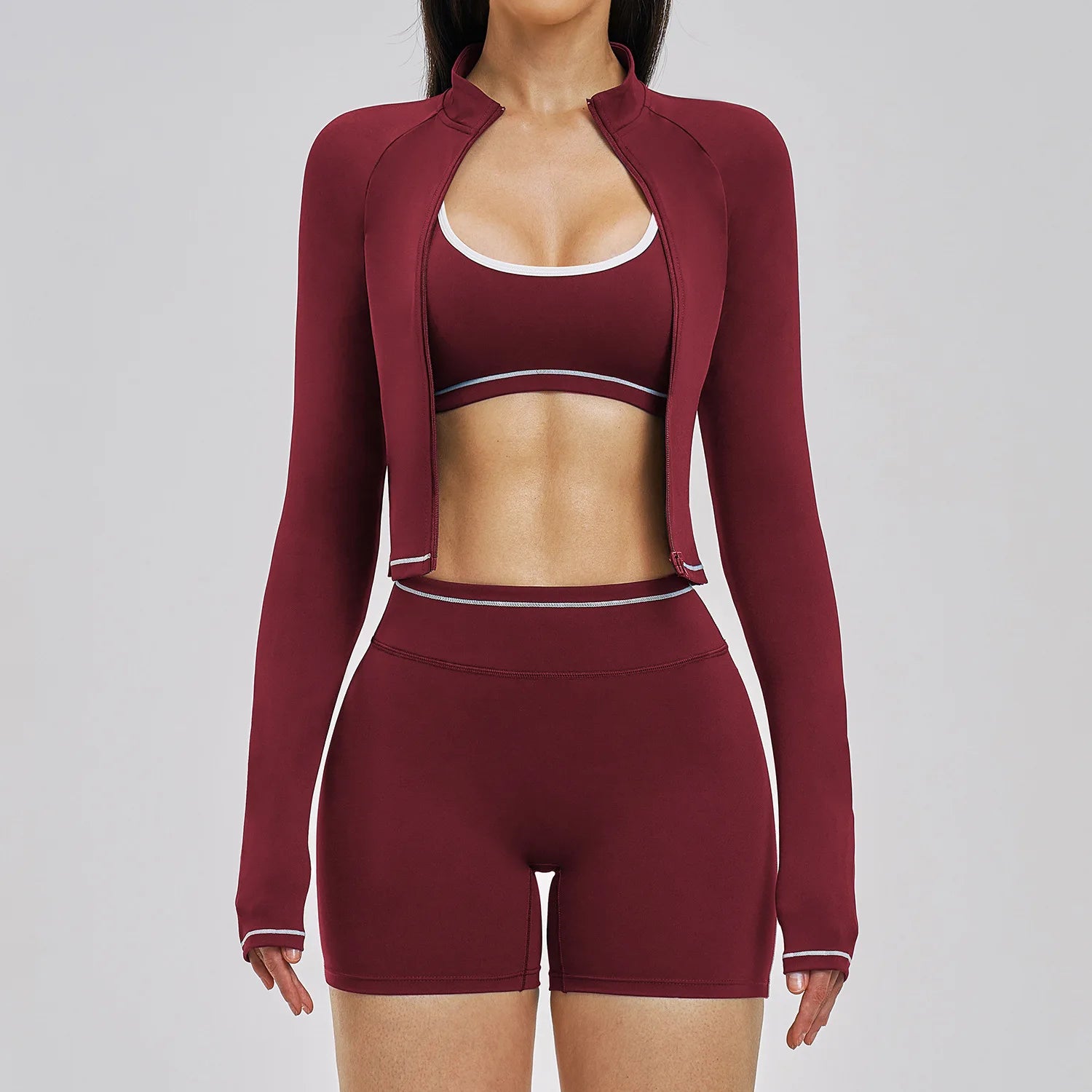 3PCS Yoga Suit Women Tracksuit Sports Outfits Gym Set Running Workout Clothes Long Sleeve Sports Bra Athletic Wear Yoga Clothing