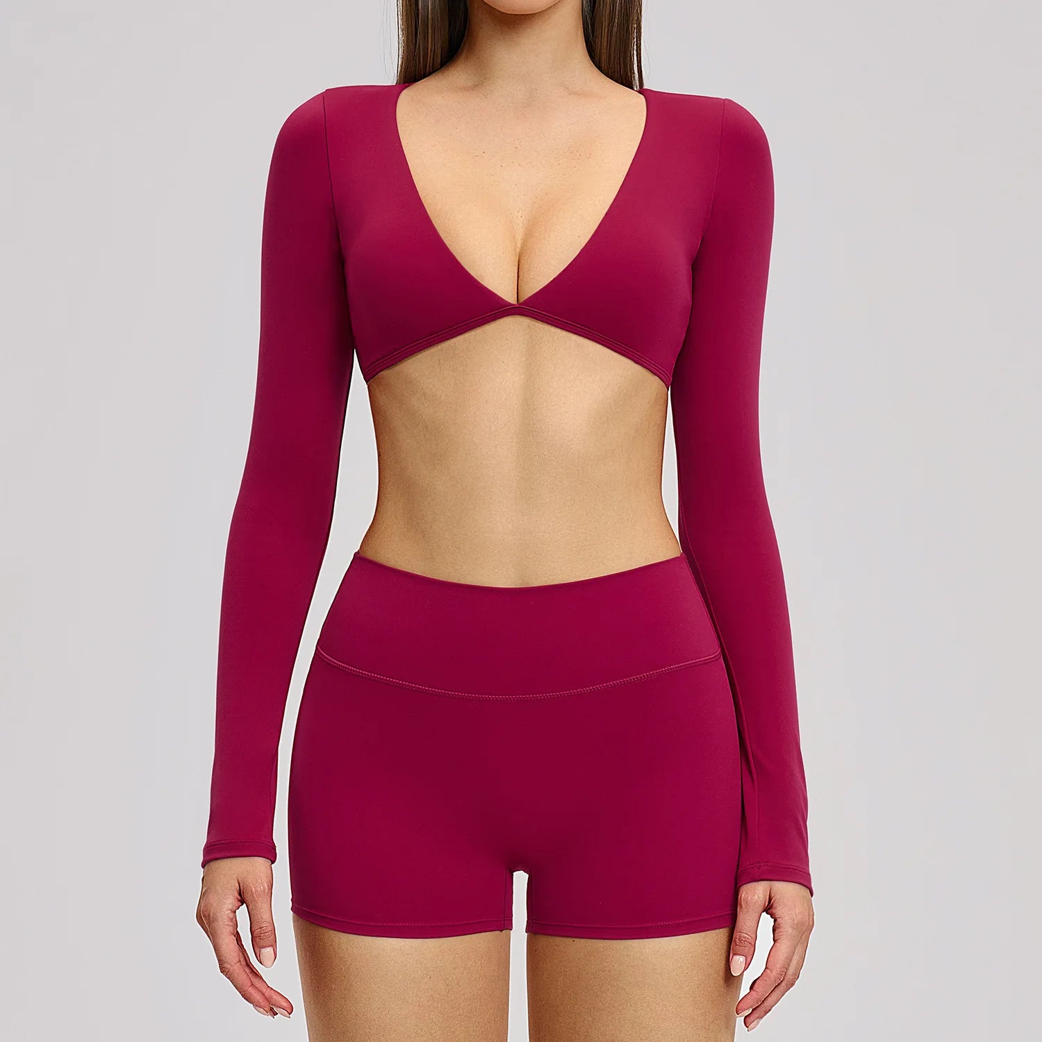 2PCS Yoga Suit Women Sports Outfits Quick-Drying Gym Set Women Tracksuit Running Workout Long Sleeve Sports Shirt Yoga Clothing