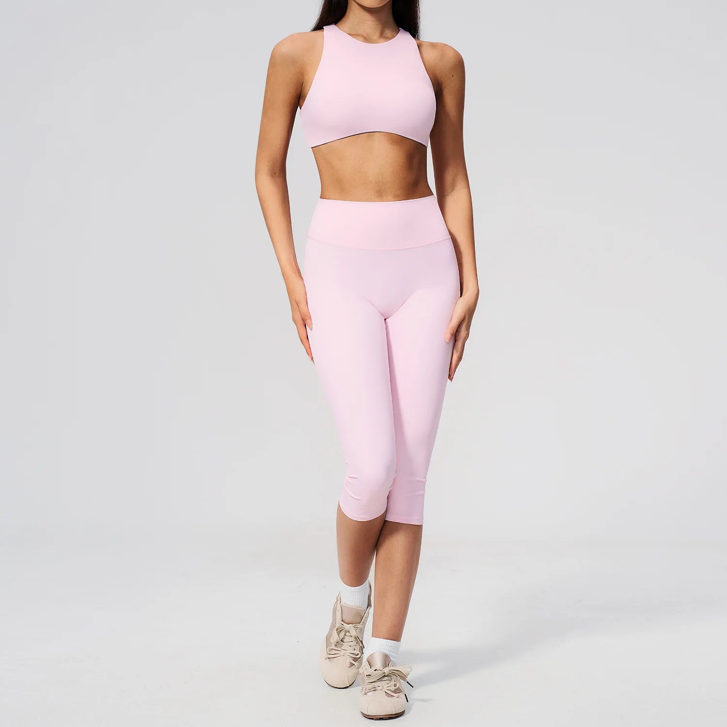 Yoga Capri Pants Set 2PCS Yoga Suit Sports Set Women Clothes Gym Set Women Tracksuit Running Workout Athletic Wear Yoga Clothing