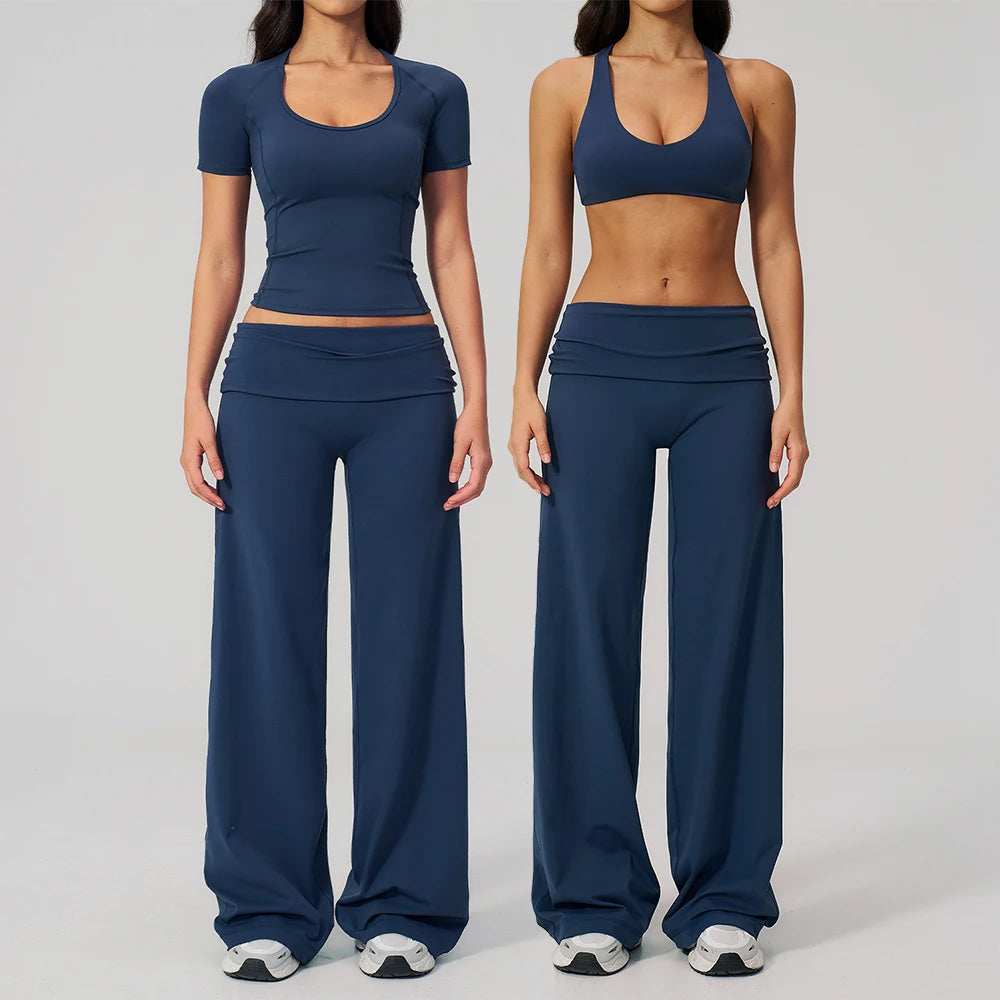 2PCS Yoga Suit Women Tracksuit Sports Set Gym Set Running Workout Clothes Short Sleeves Sports Bra Athletic Wear Yoga Clothing