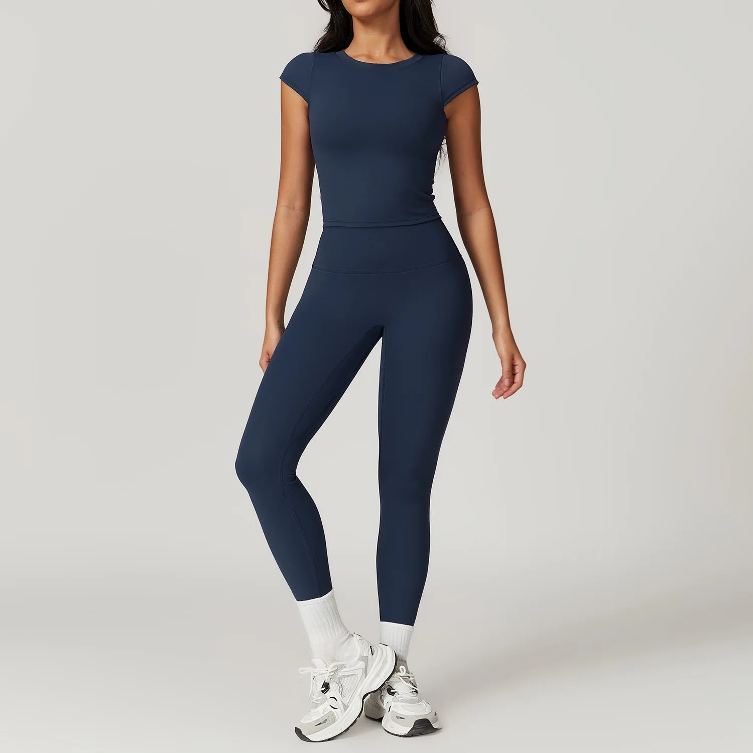 Yoga Set 2PCS Sports Suit Gym Leggings Women Clothes Fitness Tracksuit Workout Short Sleeve Female Yoga Short Skirt Sportswear
