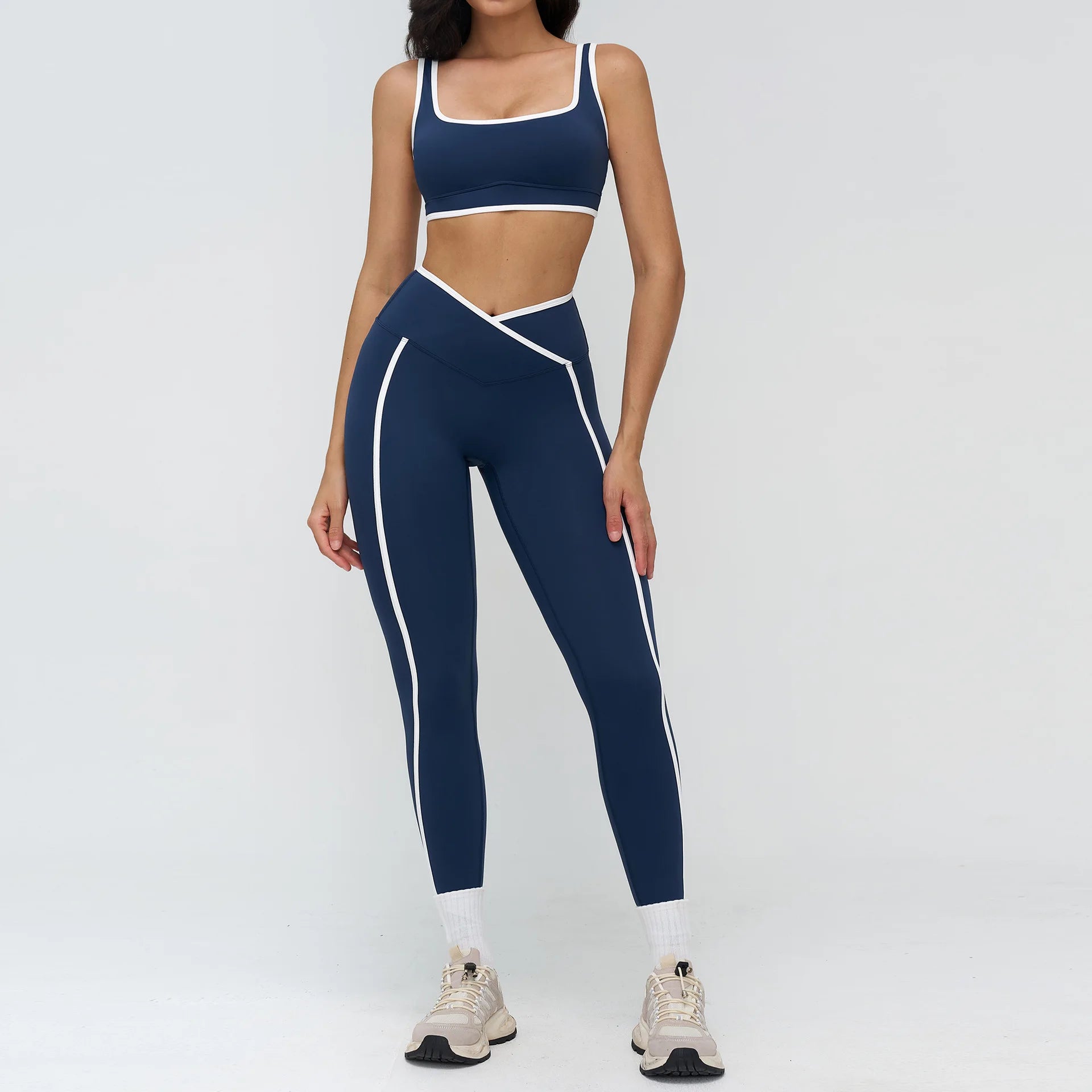2 Pieces Yoga Set Workout Outfits Fitness Sportswear Gym Tracksuit High Waist Leggings Sports Bra Athletic Wear Women Clothes
