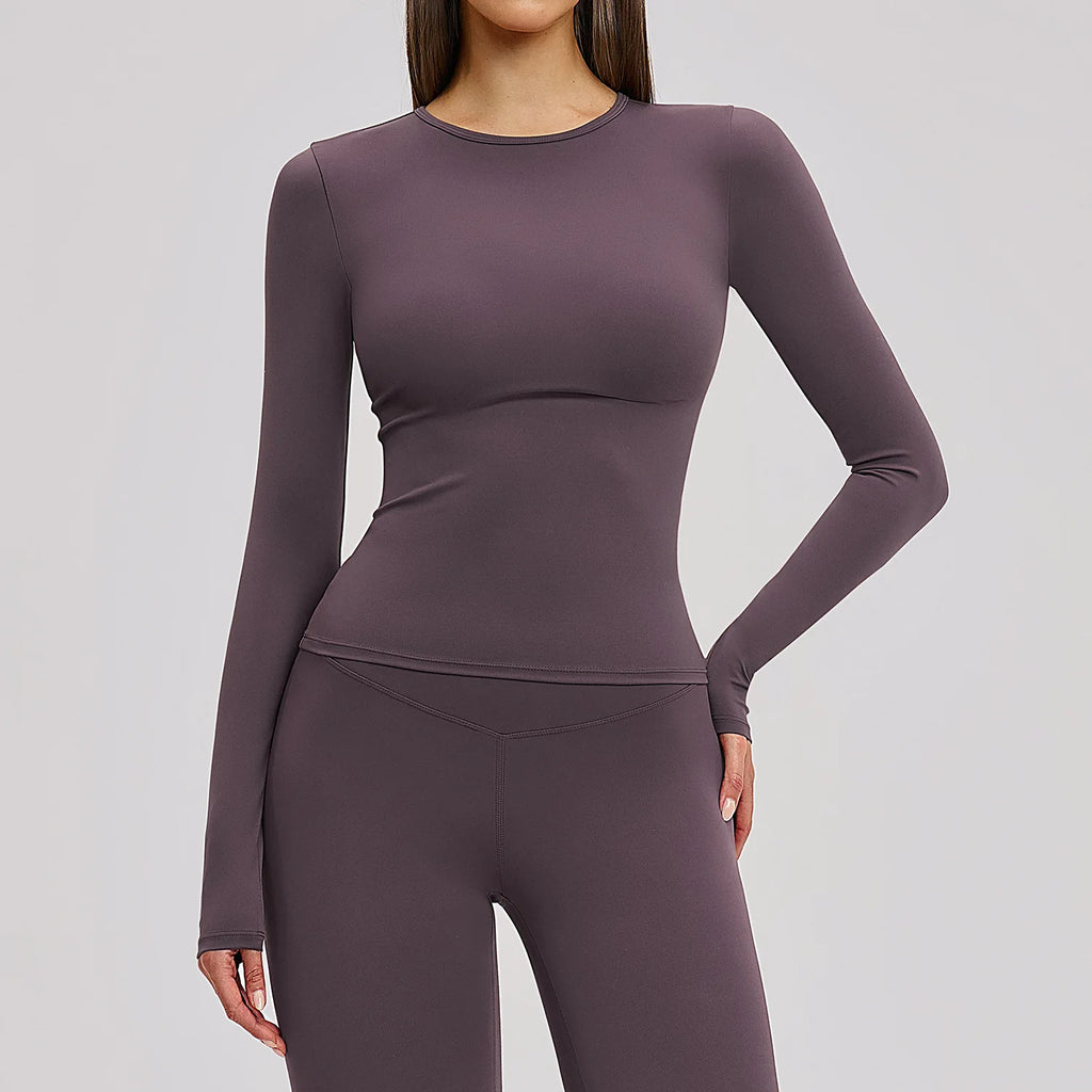 JUREN Sports Long Sleeve Shirt Quick Dry Yoga Clothes Gym Top Women Breathable Fitness Tops Yoga Shirt Women Workout Top Female