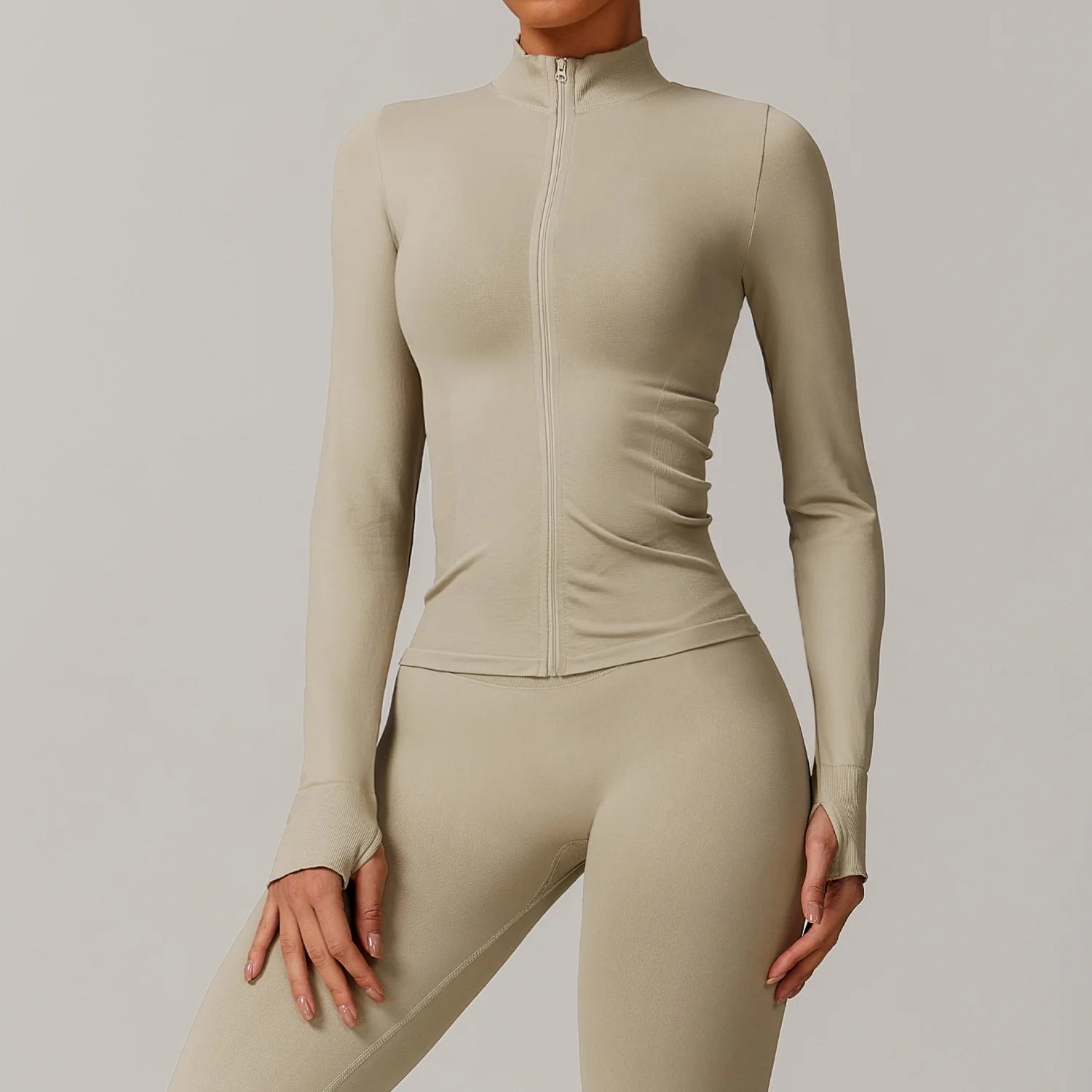 Zipper Long Sleeve Women Jacket Crop Tops Yoga T-shirts Solid Sports Top Running Shirts Sexy Quick Dry Fitness Gym Sport Wear