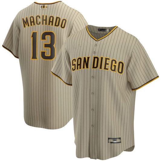 San Diego Padres #13 Manny Machado Tan Alternate Replica Player Jersey Baseball Jerseys