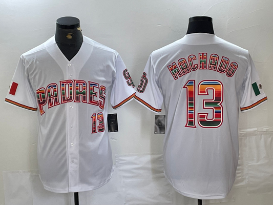 San Diego Padres #13 Manny Machado Mexico White Cool Base Stitched Baseball Jersey