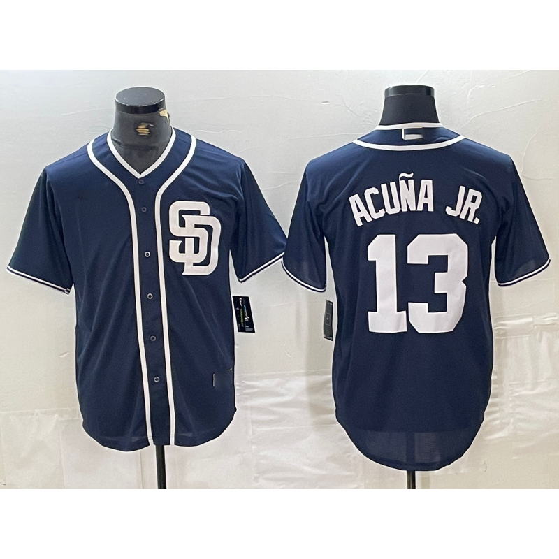 San Diego Padres #13 Ronald Acuna Jr Navy Blue Cool Base Stitched Baseball Jersey