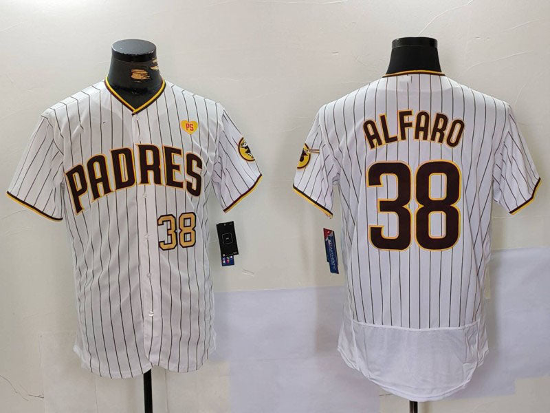 San Diego Padres #38 Jorge Alfaro White With PS Patch Stitched Flex Base Baseball Jersey