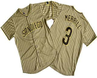 San Diego Padres #3 Jackson Merrill Khaki Pinstripe Limited Stitched Baseball Jersey