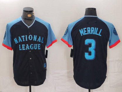 San Diego Padres #3 Jackson Merrill Navy 2024 All Star Limited Stitched Baseball Jersey