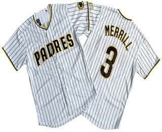 San Diego Padres #3 Jackson Merrill White Pinstripe Limited Stitched Baseball Jersey