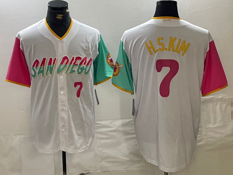 San Diego Padres #7 Ha Seong Kim Number White 2023 City Connect Cool Base Stitched Baseball Jersey