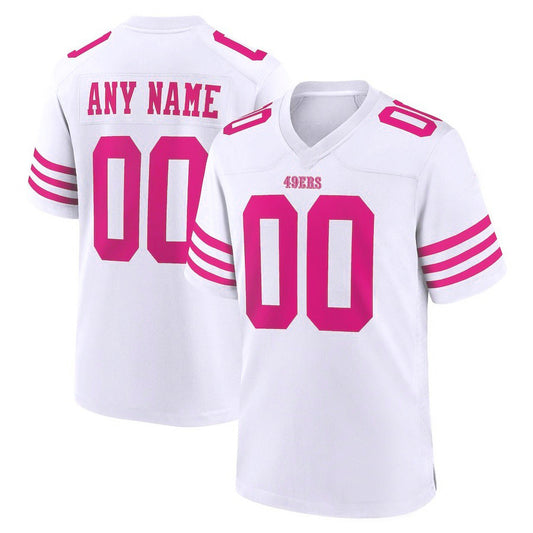Custom San Francisco 49ers Custom White Pink 75th Anniversary Football Stitched Jerseys
