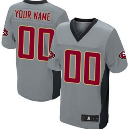 Custom SF.49ers Gray Shadow Elite Jersey Stitched American Football Jerseys