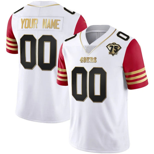 Custom San Francisco 49ers White Red 75th Anniversary Football Stitched Jerseys