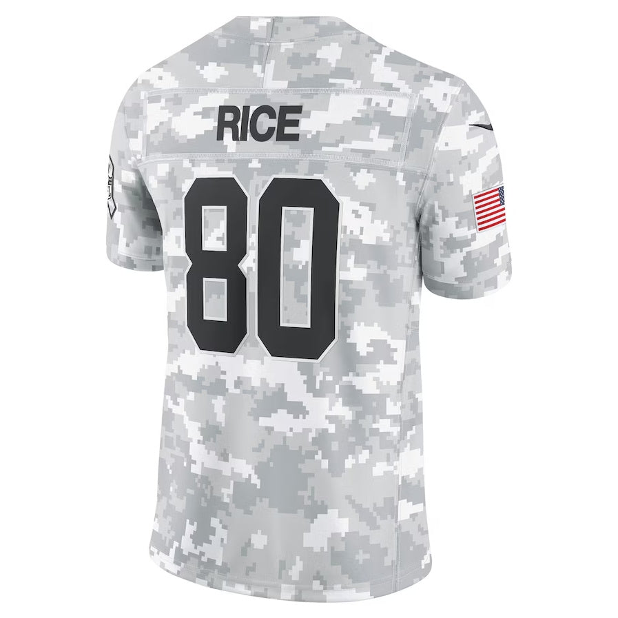 SF.49ers #80 Jerry Rice Arctic Camo 2024 Salute to Service Limited Stitched American Football Jerseys