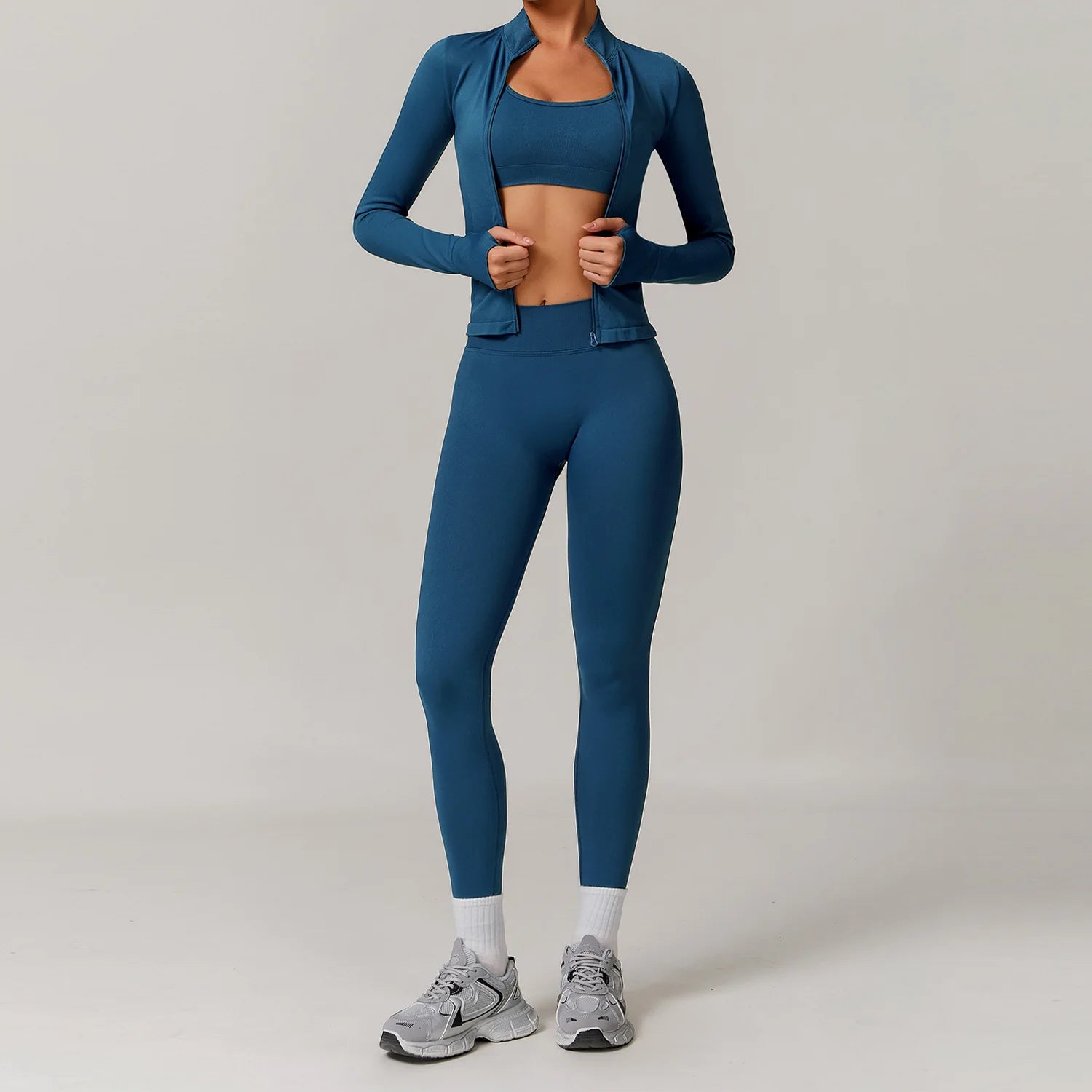 2/3PCS Yoga Set Women Workout Set Seamless Sportswear Gym Clothing Fitness Long Sleeve Crop Top High Waist Leggings Sports Suits