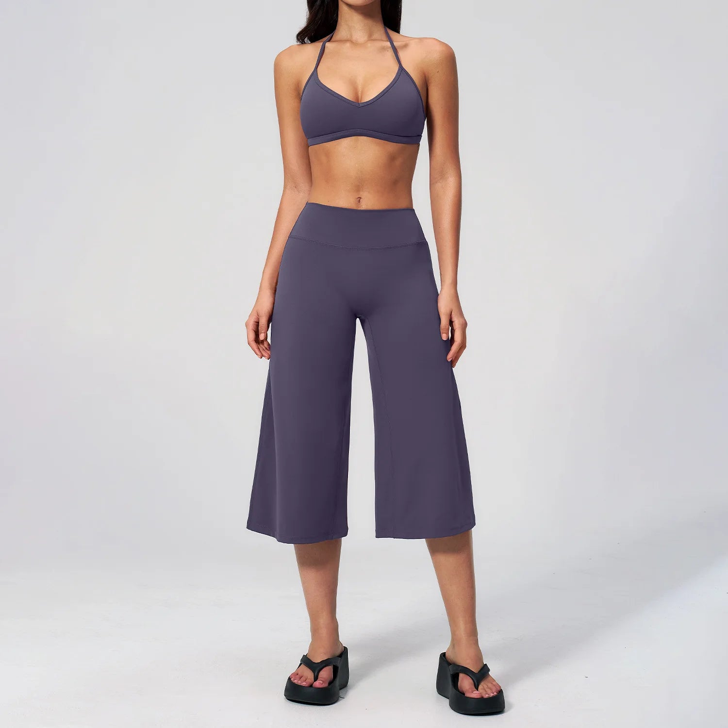 Capri Pants Set 2PCS Sports Bra Women's Set Professional Fitness Tracksuit Shockproof Running Yoga Suit Gym Clothing Workout Set